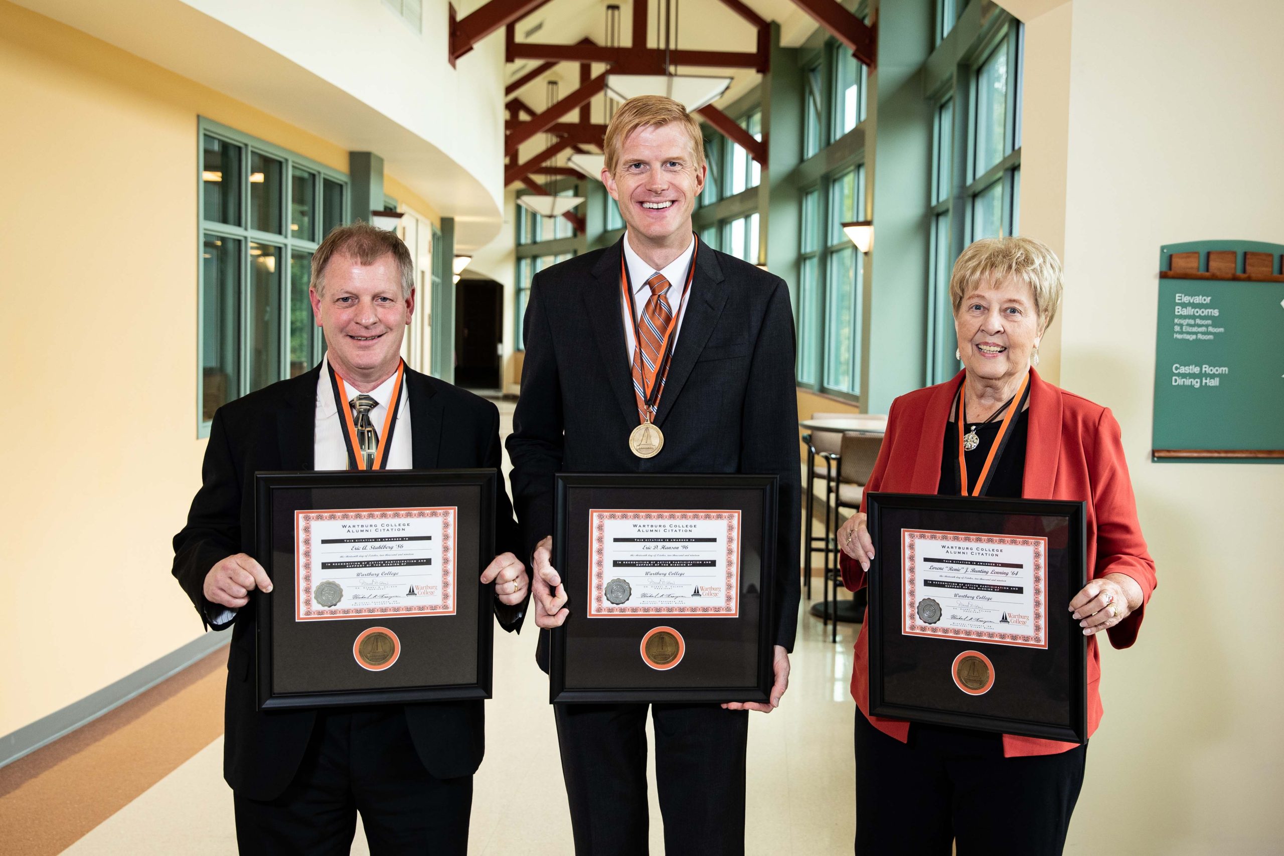 The Wartburg College Alumni Board presented Eric Stahlberg, Eric Hanson and Lorene “Renie” J. Bunting Lenning with Alumni Citation Awards.