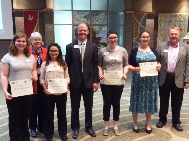 Six Wartburg College students were awarded a one-time $1,000 scholarship honoring LSI's retiring president and CEO, Doug Johnson.