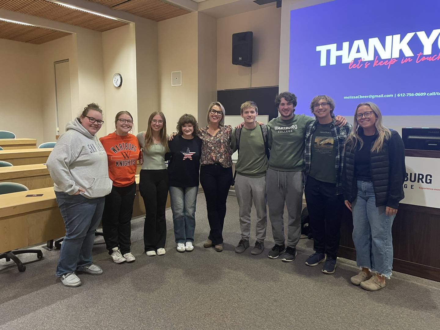 PR students hear from a speaker through PRSSA