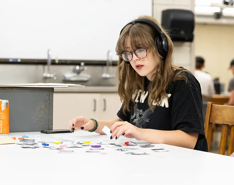 Student in a design class