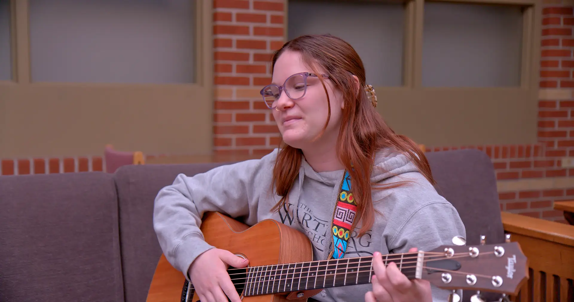 Music therapy student with guitar