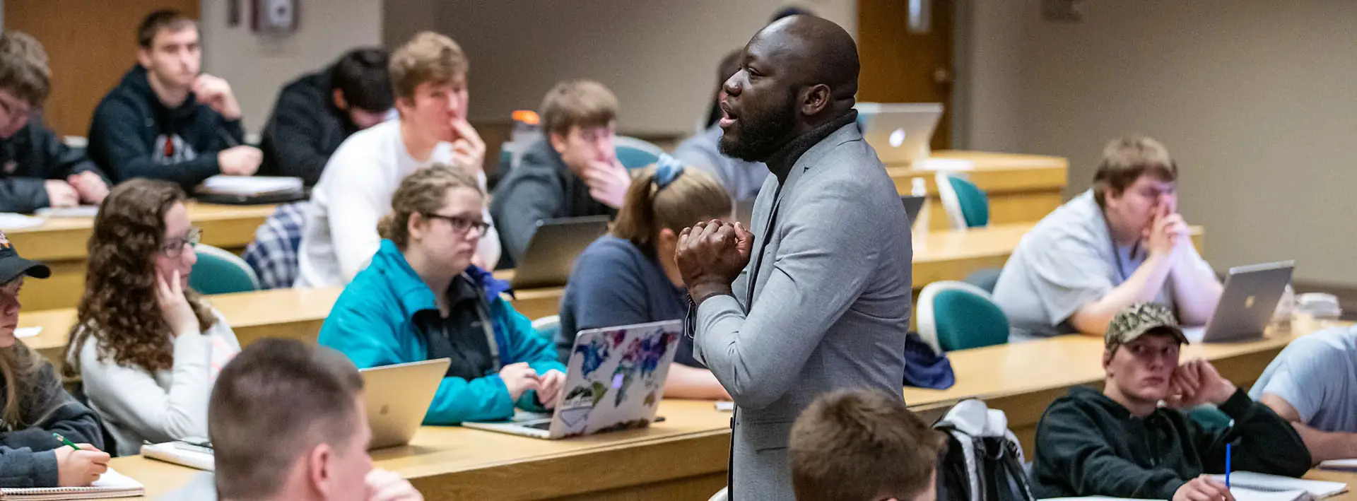 Professor lecturing in economics class