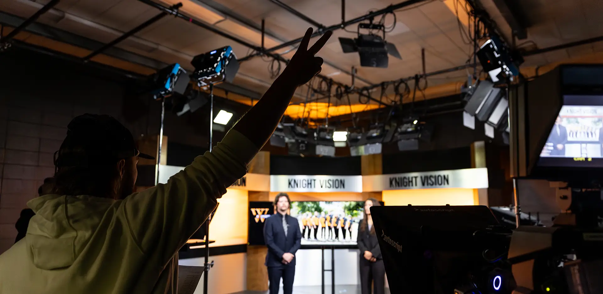 Knight Vision News production with students in the studio