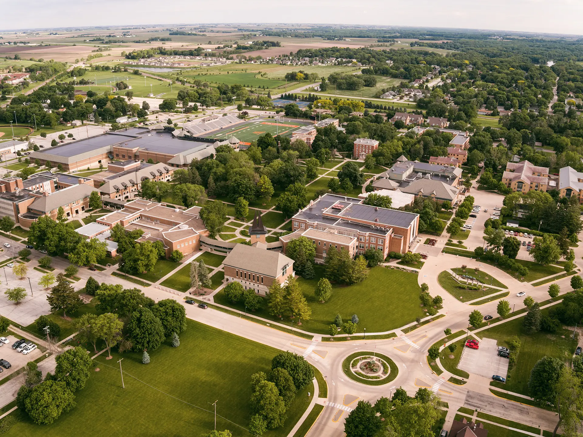 Aerial shot of the Wartburg campus
