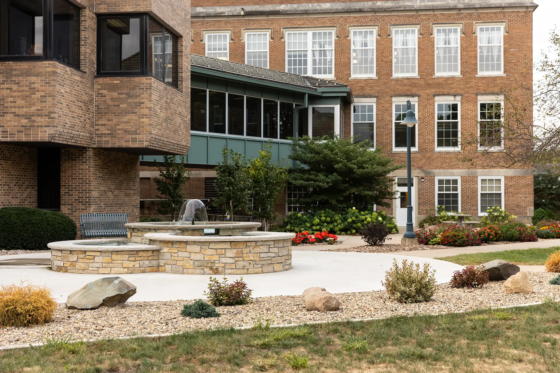 Fountain with Luther Hall in the background