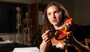Neuroscience student doing a demonstration