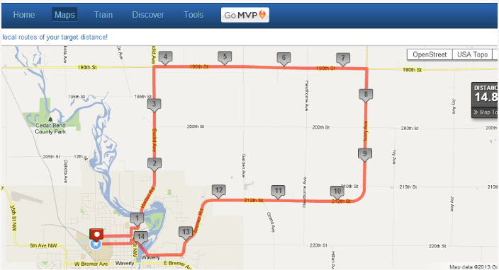 Map My Run screenshot showing the triathlon run route