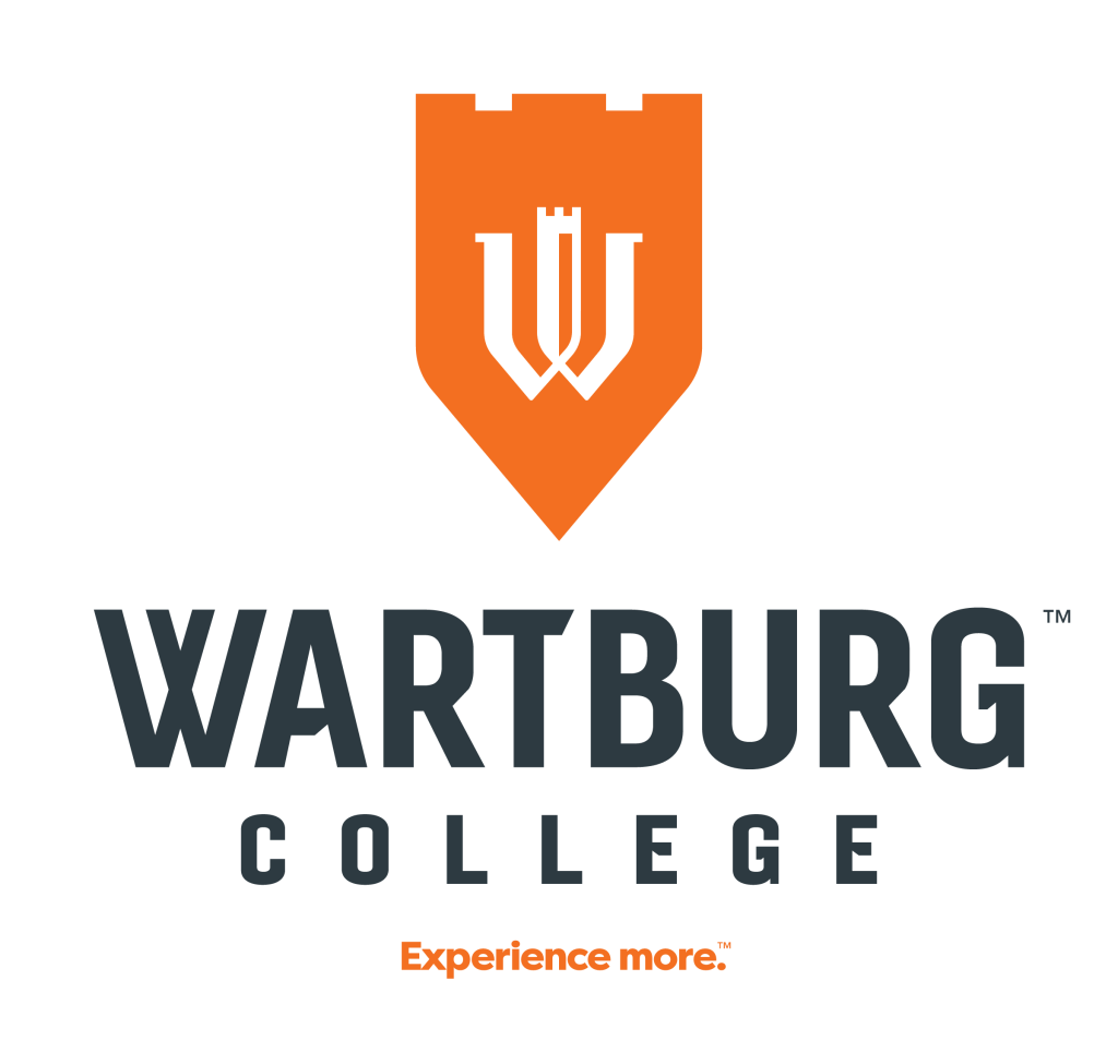 Vertical orange and slate version of logo with tagline