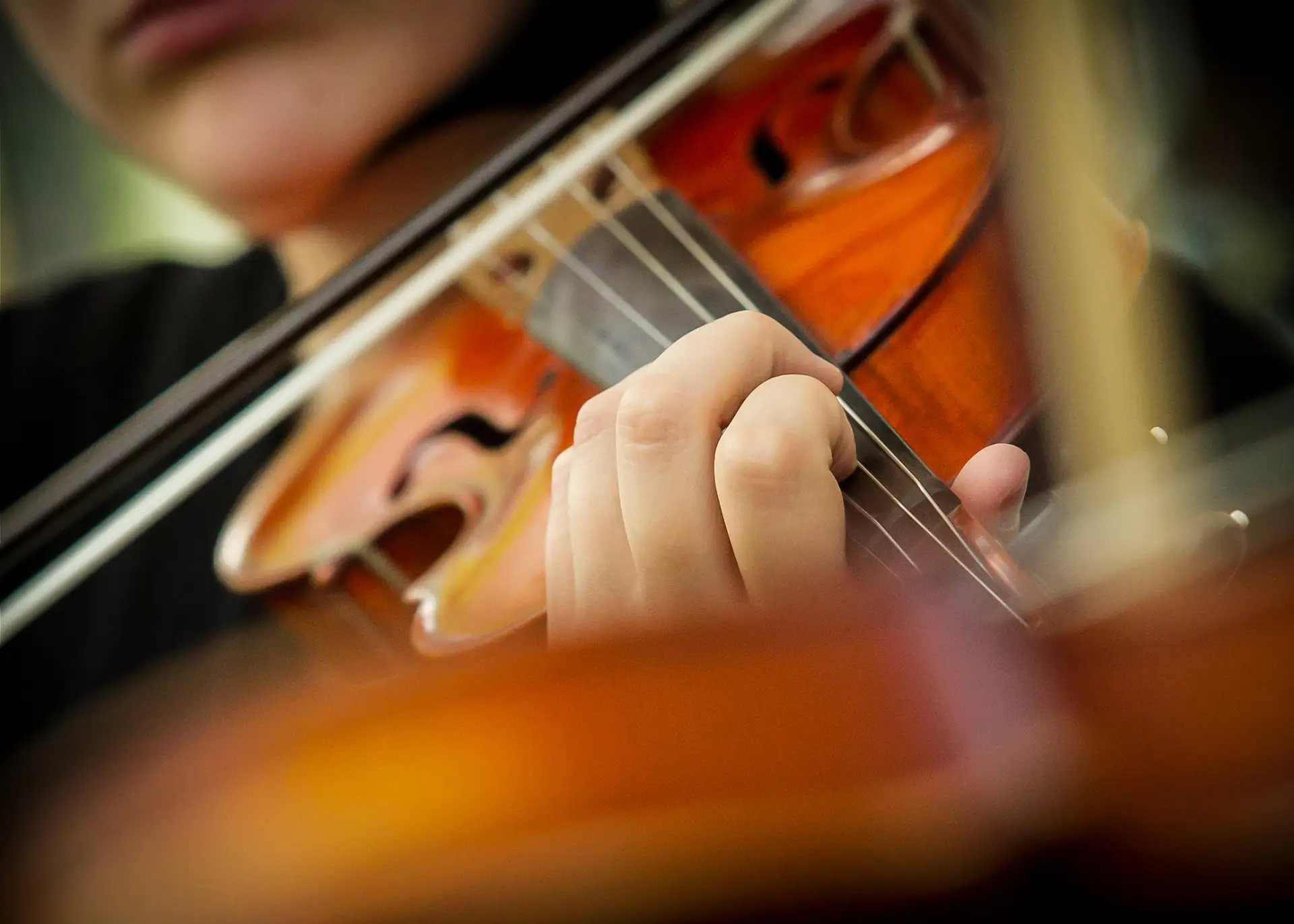 Close-up of violin player