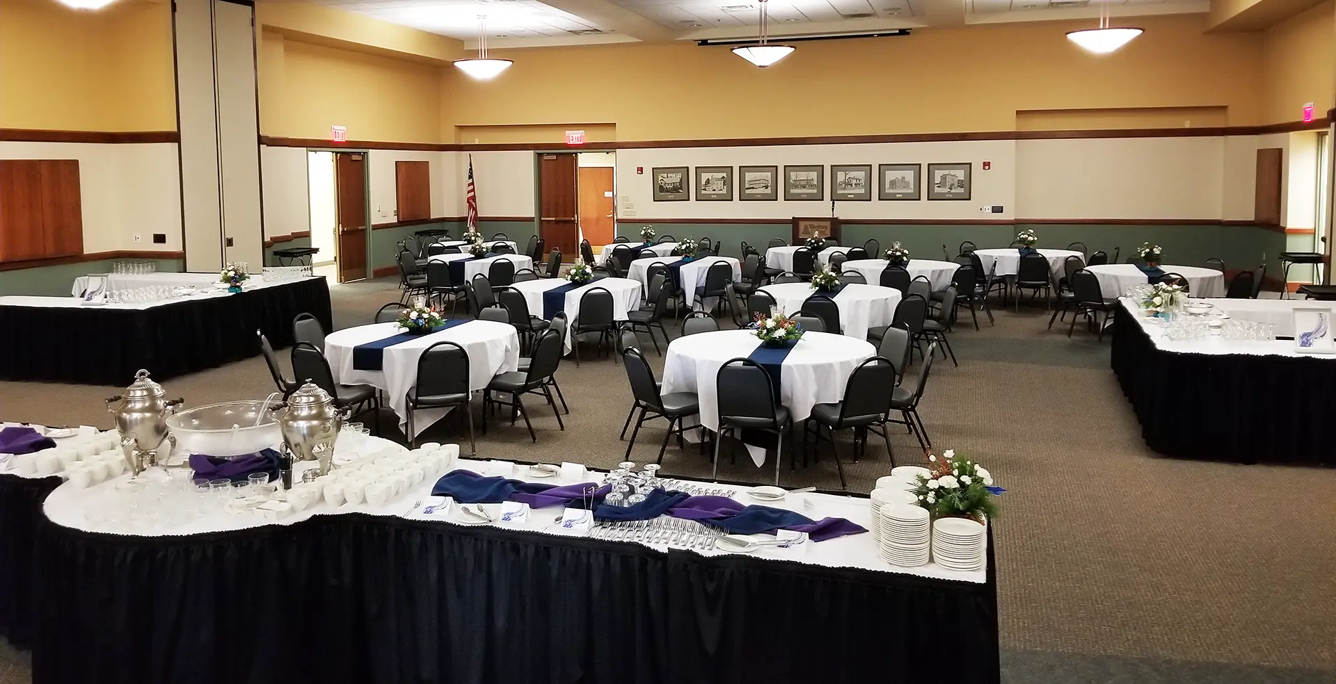 Ballroom set up for event