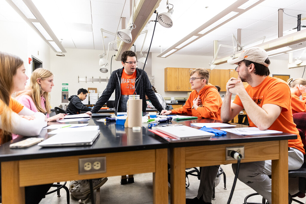 Chemistry Class talking with Profesor