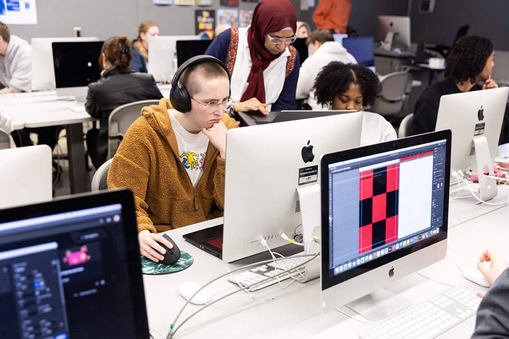 Student working on a computer