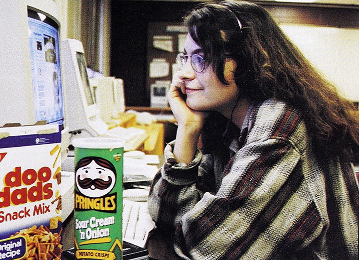 Student at a computer in the 1990s