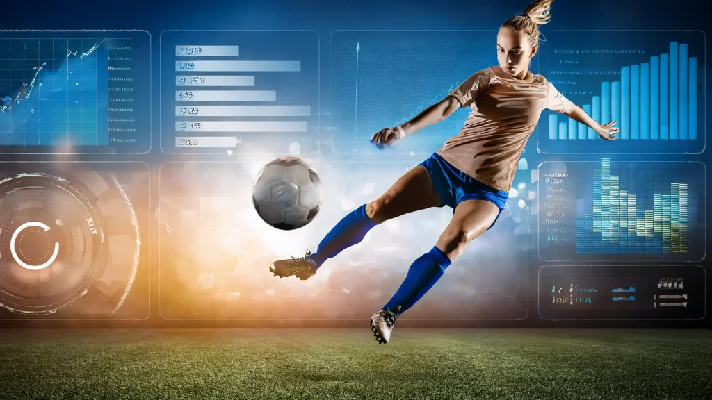 Soccer player with charts and stats in the background
