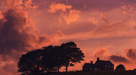 Sunset on a farm