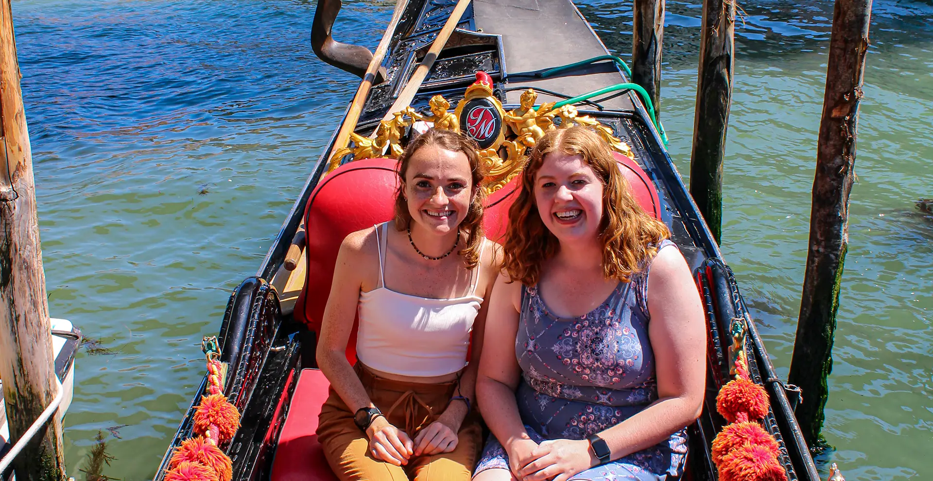 Student on a gondola in Venice