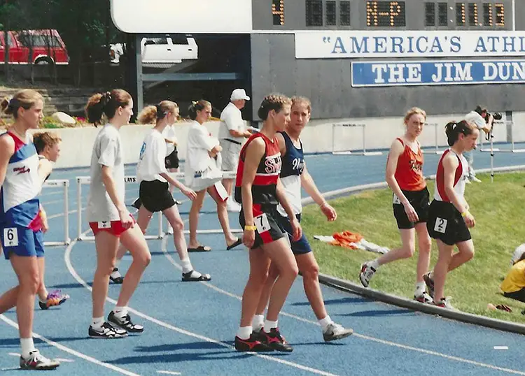 Keri and Jenni at the Drake relays in college