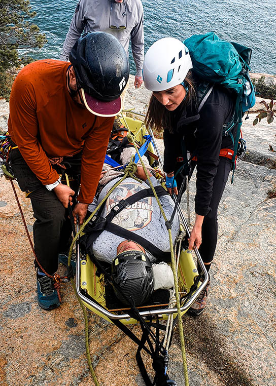 Natalie Bonthius and another person conduct a training rescue. 