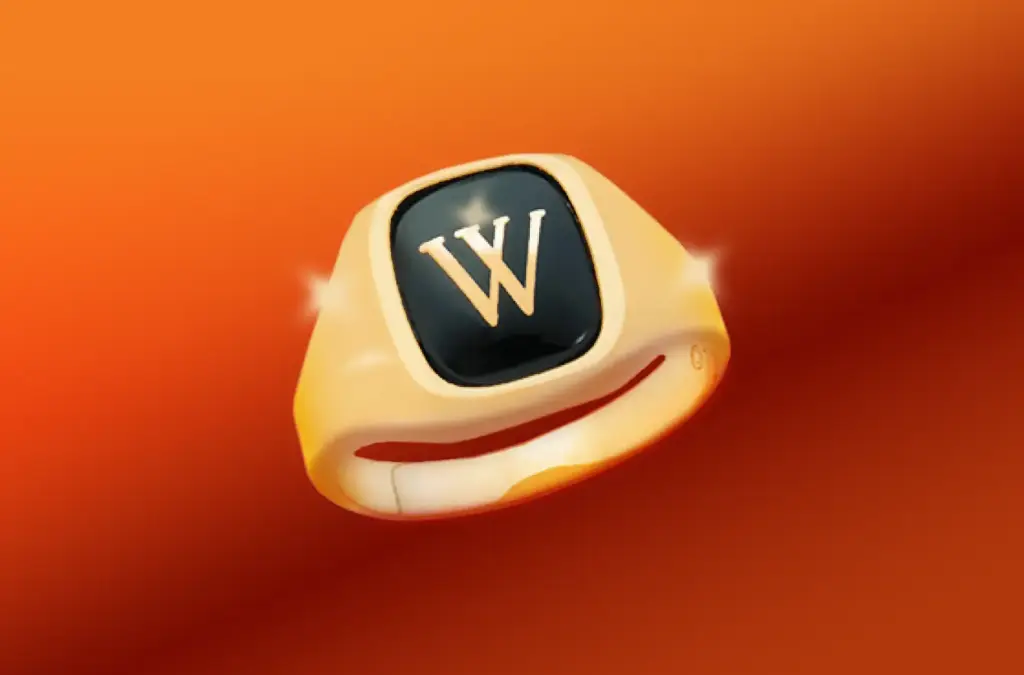 Wartburg College Ring on orange background.
