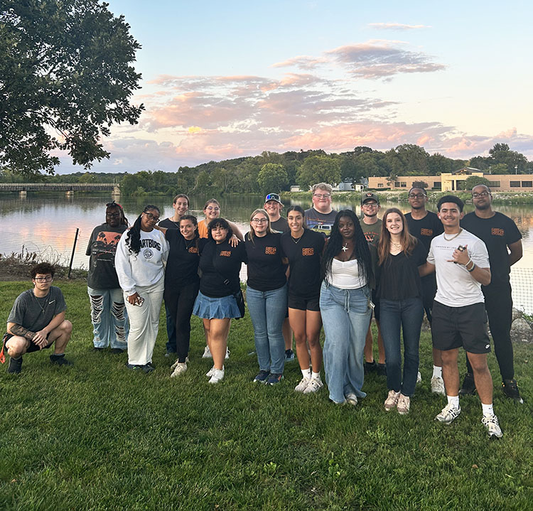 Castle Connection Students at the Cedar River at sunset