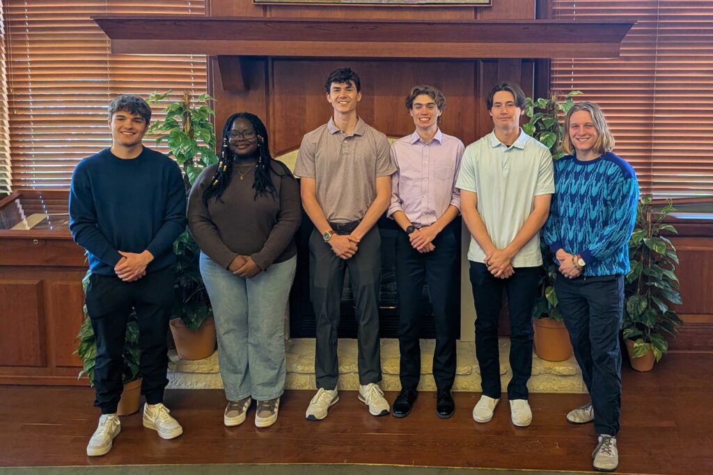 From left to right are Sam Rew, Ama Obeng-Sakyi, Derek Coulter, Cooper Cook, Jayden Scott, and Asher Wilson