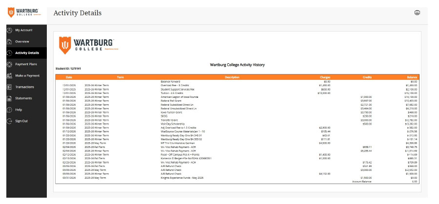 Account Activity Sample