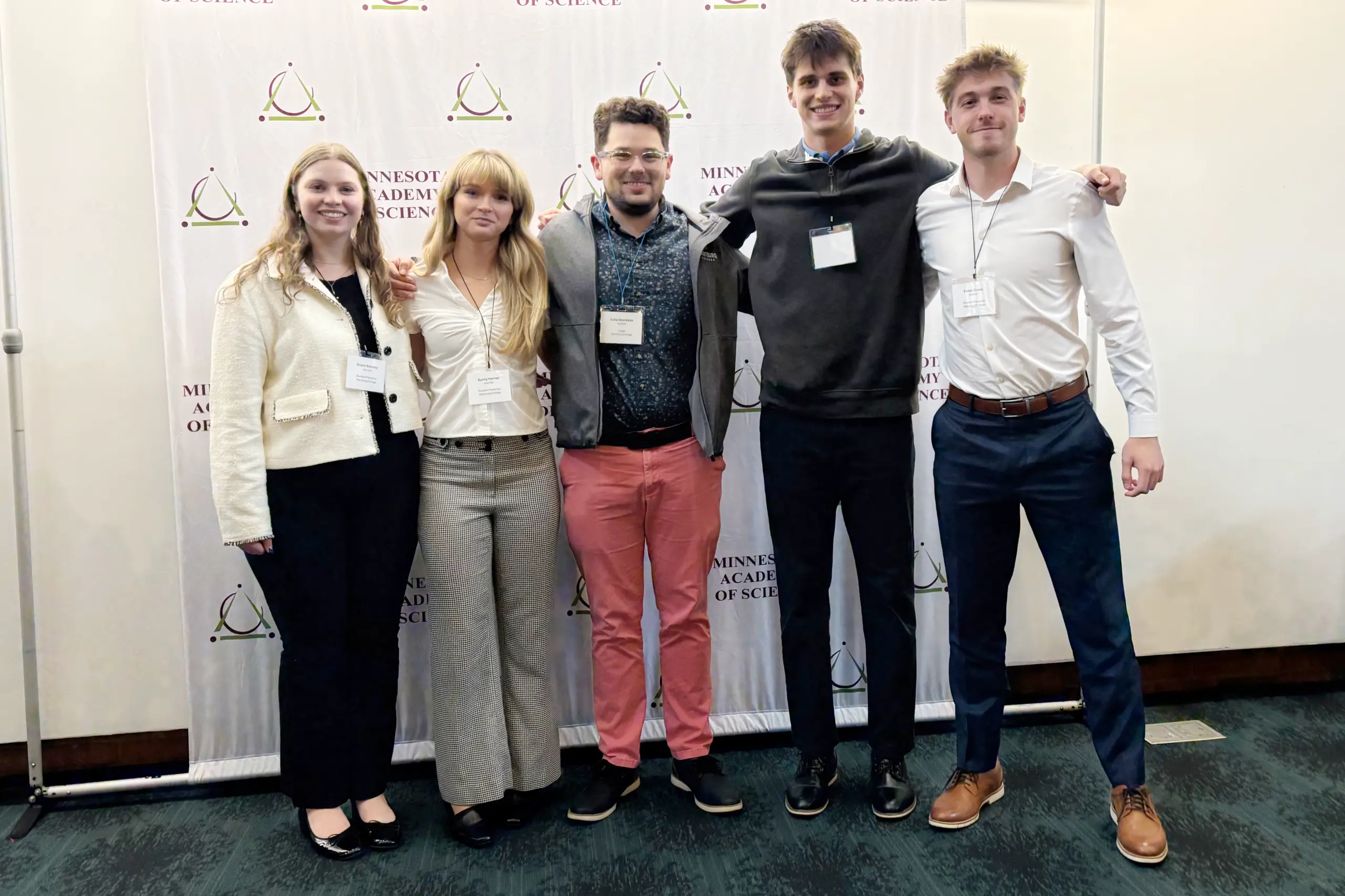 left to right are Grace Schuetz, Sunny Horner, Cole Davidson, Rentse De Jong, Caleb Cross