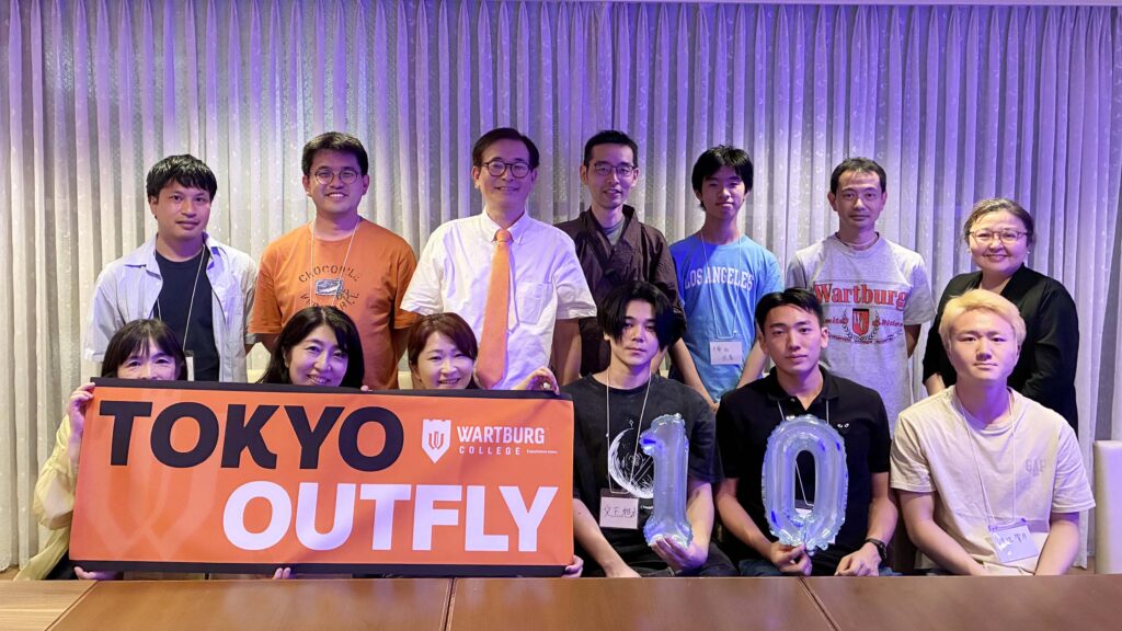 Students pose with Dr. Kuni Terasawa at the 10th annual Tokyo Outfly. 