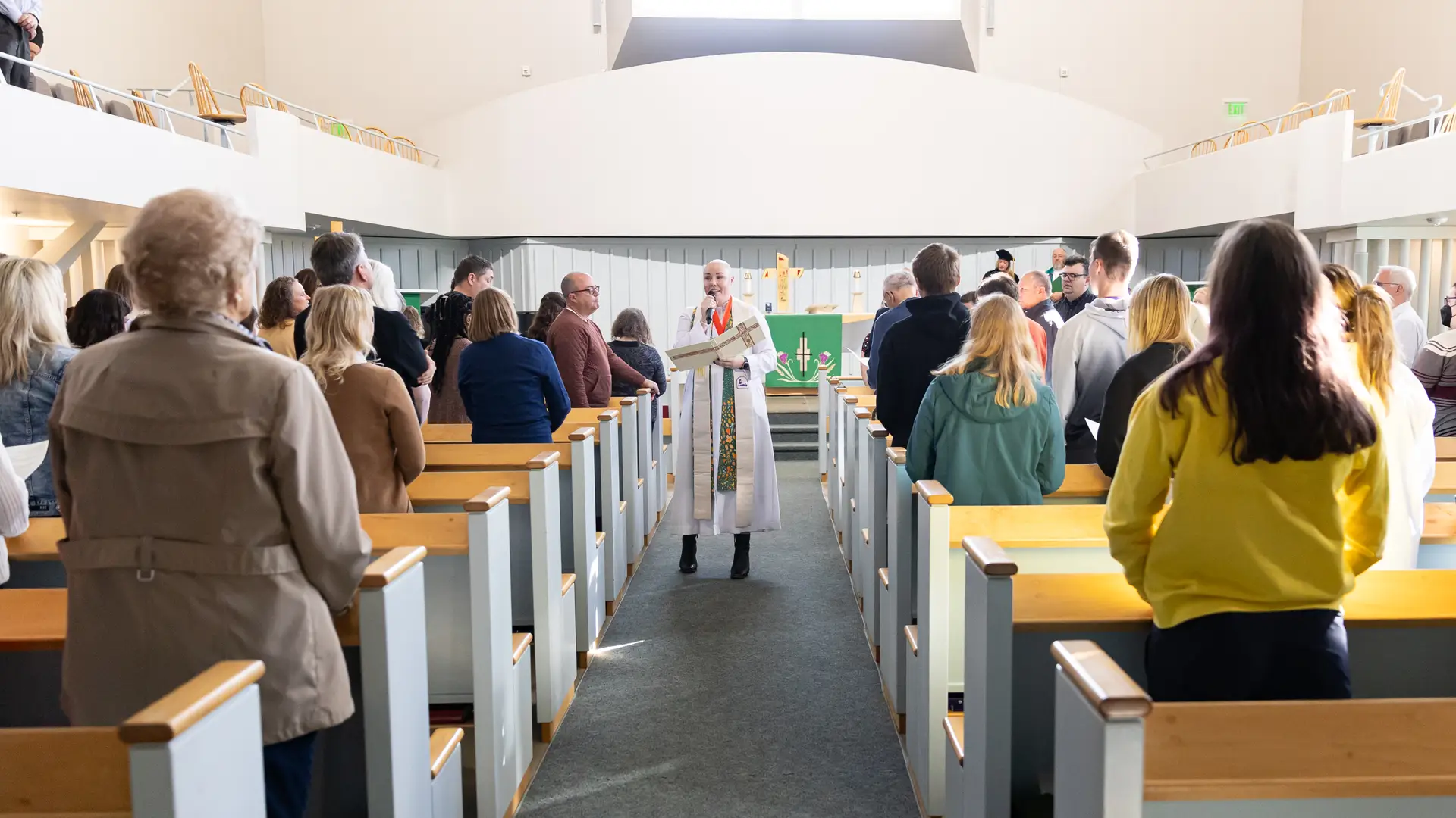 Chaplain Maggie during a worship service