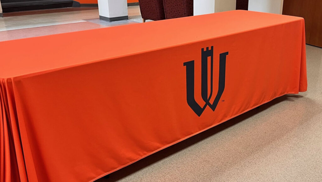 Reversible Orange Tablecloth - Monogram Side
